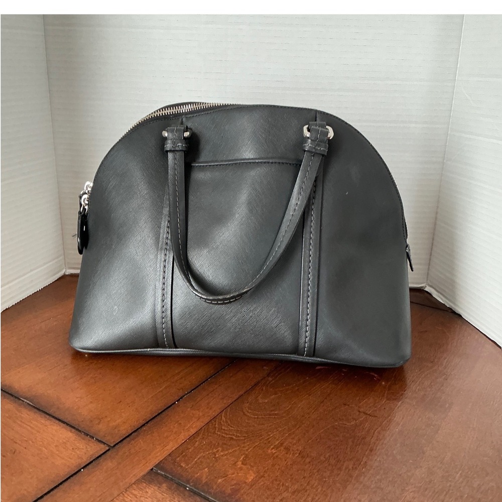 Coach Peyton Cora Domed Satchel Black Saffiano Leather Handbag Silver Hardware - Picture 2 of 8